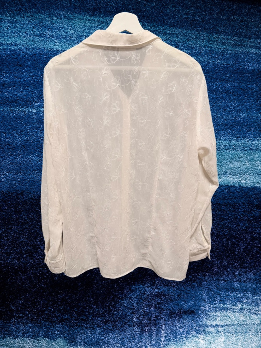 Chico's Design Vintage White Sheer Floral Embroidered Button Down Blouse Size M - Picture 5 of 7